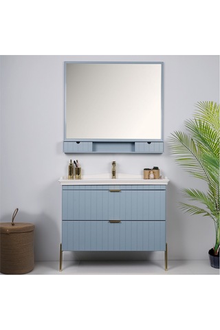 Kobos Noble 100 Cm Banyo Dolabı Seti Light Blue Mavi
