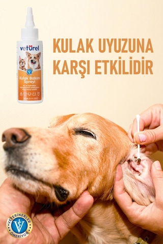 Veturel Kedi Kulak Temizleme Solüsyonu Kir Enfeksiyon Kaşıntı Koku Önleyici Bakım 100 ML