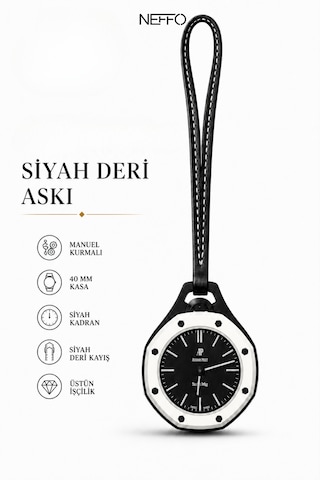 Boyal Pop Biyoseramik Saat Deri Askılı Anahtarlık & Çanta Aksesuarı Charm Siyah