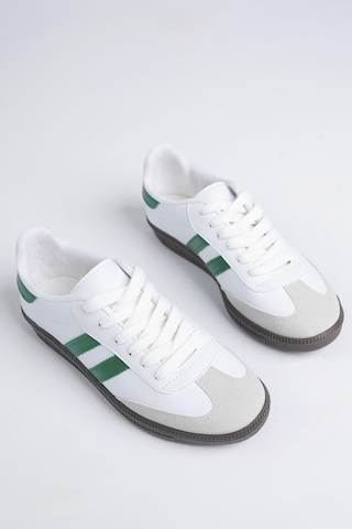 Muggo Gordon Unisex Ortopedik Günlük Garantili Bağcıklı Yürüyüş Koşu Sneaker Spor Ayakkabı Yeşil