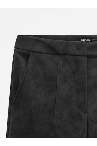 Dilvin 72257 Dikiş Detaylı Süet Pantolon-siyah Siyah