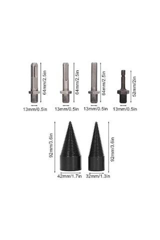 Sointeresting 6'lı Odun Ayırıcı Uç Paketi, 32mm 42mm Çıkarılabilir Ayırıcı Koni Yakacak Odun Ayırıcı Uçlar 4 Saplı