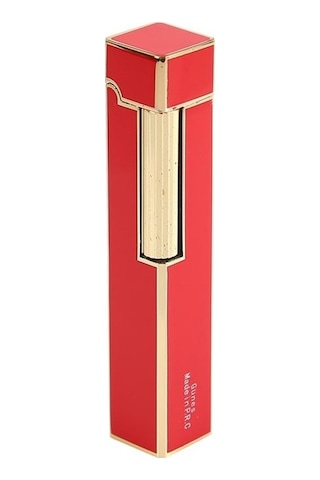 Parmida Slim Kare Metal Çakmak Kırmızı Taşlı Gazlı