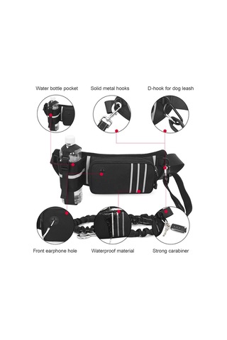 Geeksen Eller Serbest Köpek Tasması Bel Çantası Geri Çekilebilir Bungee'li Yansıtıcı Bel Çantası Kaka Torbası Dağıtıcı Kese Eğitim Yürüyüş Koşu Ve Evcil Hayvanınız İçin Ayarlanabilir Bel Kemeri