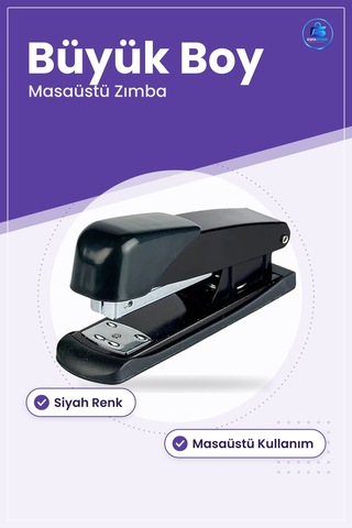Zımba Makinesi Büyük Boy Siyah Masaüstü Kırtasiye Ofis Evrak Kağı