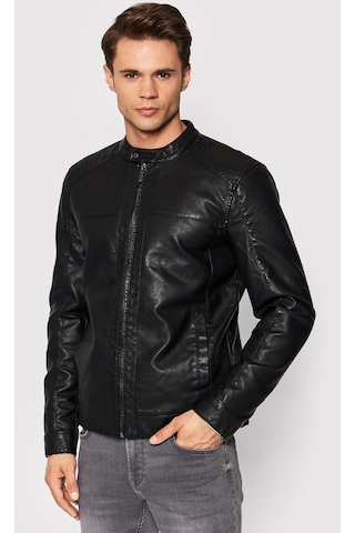 Jack & Jones Erkek Deri Ceket 12147218 Siyah