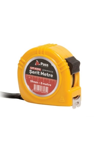 Profesyonel Çift Kilitli Çelik Şerit Metre 5m X 19mm 5 M