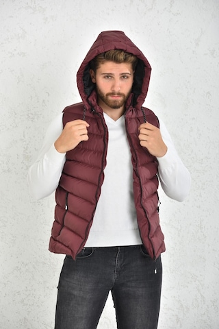 Wapp Erkek Bordo Jel Dolgu Çıkarılabilir Fermuarlı Kapüşon Şişme Yelek