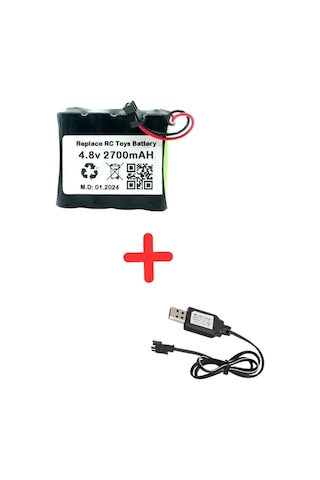 Eufy Rastar 4.8v 2700mah Oyuncak Araba Bataryası Siyah Soket+usb Şarj Cihazı