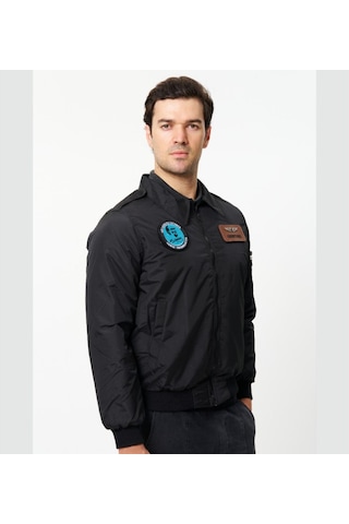 Crew Türk Syk88s Yakalı Pilot Montu Kumas Siyah