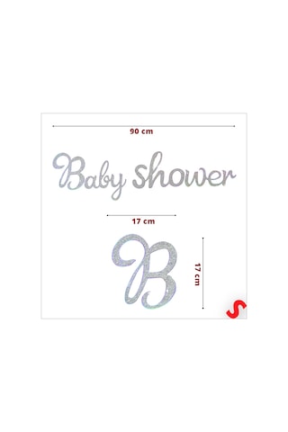 Baby Shower Simli Folyo Karton Banner, 90 Cm - Gümüş Diğer