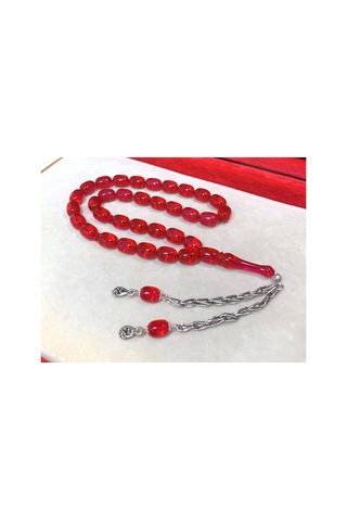 Kırmızı Sedefli Ateş Kehribar Tesbih