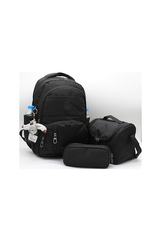 İlk Okul Çantası 3'lü Seti Unisex Çocuk İlkokul Çantası Bvt-8010 Siyah Siyah