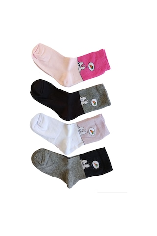 Butik Kız Çocuk 4 Adet Tavşan Figürlü Soket Çorap 5-6,7-8,11-12 Yaş