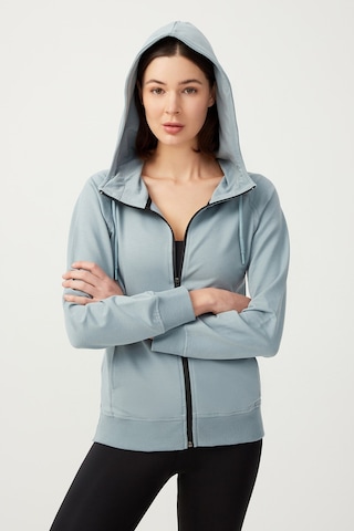 Los Ojos Kadın Mavi Gri Kapüşonlu Fermuarlı Sweatshirt Eşofman Üstü Mavi Gri