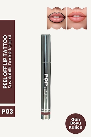 Pop Beauty Soyulabilir Dudak Kalemi Peel-off Lip Tattoo P03 Kahverengi
