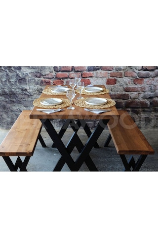 Masif Ahşap Laurus Sulamalı Yemek Masası 8 Kişilik 85 x 220 x 76cm