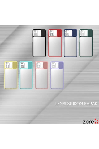 Noktaks - Galaxy Uyumlu M51 Uyumlu - Kılıf Slayt Sürgülü Arkası Buzlu Lensi Kapak - Lacivert - T15444 Lacivert