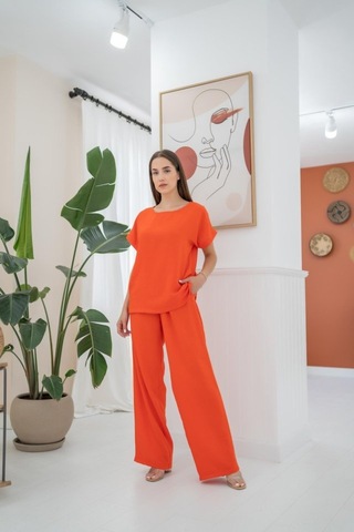 De'charme Oranj T-shirt Ve Pantolon Takım
