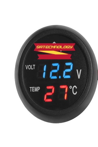 Araç Voltmetre Termometre Usb 3in 1 Mavi-kırmızı