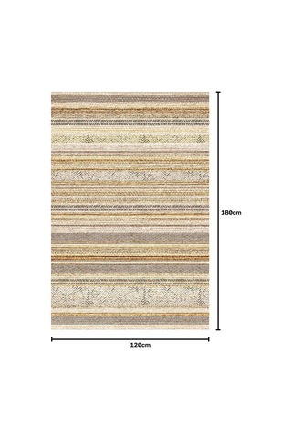 Alexis Kadife Kilim Desen Kaymaz Pamuk Tabanlı Yıkanabilir Antibakteriyel Salon Halısı 120x180 Çok Renkli