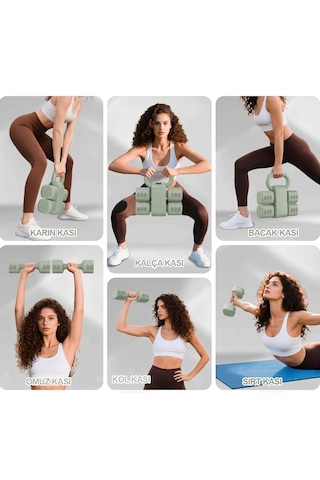 Ayarlanabilir Modüler Kettlebell Ve Dambıl Seti 5 Kg Ev Fitness Ve Güç Antrenman 5 Kg + Yeşil Renk Direnç Bandı