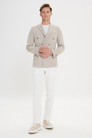 Ac&co Erkek Bej Slim Fit Dar Kesim Kırlangıç Yaka Pamuklu Desenli Blazer Ceket
