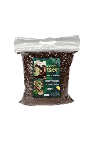 Kaktüs Sukulent Toprağı 5 Lt- 7'li Özel Karışım Akıllı Gübre Katk