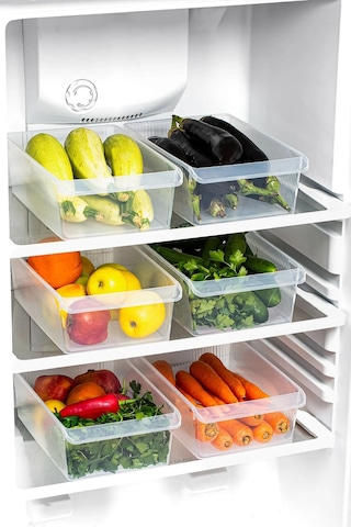 2'li 6 Litre Dolap İçi Ve Buzdolabı İçi Düzenleyici Banyo Mutfak Organizeri 20x32x7 Cm Şeffaf Beyaz