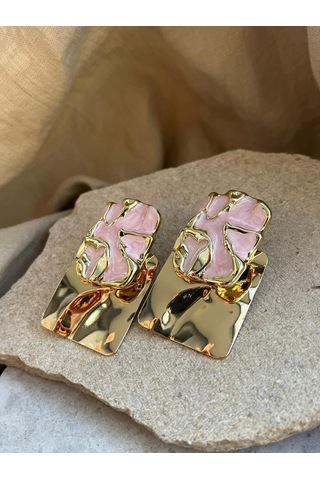 Pembe Taşlı Küpe Çok Renkli