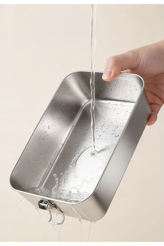 4 Adet 304 Çelik 1100 Ml Kilitli Yemek Meyve Et Buzdolabı Beslenme Saklama Kabı Mt322-4 Gri
