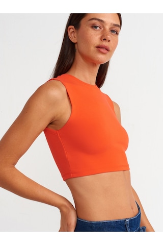 Dilvin Kadın Turuncu Kolsuz Crop Top T-shirt - 30125 Turuncu