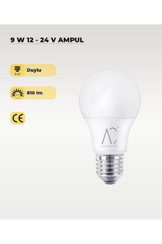 9w 12-24v Ampul 6500k - Beyaz Işık - E-27 Duy Beyaz