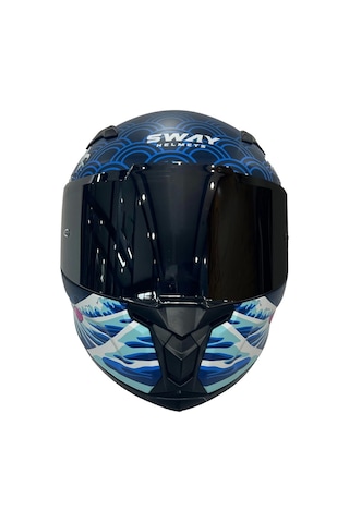 Sway Kapalı Sw 820 Dakar 5 Motosiklet Kaskı Mavi Turuncu