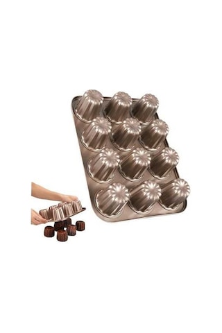 Besthome1 12 Lü Karbon Çelik Fırın Kalıbı - Kanel, Ekmek, Muffin, Kek İçin - 35x26.5 Cm - 230 C Isı Dayanıklı Diğer