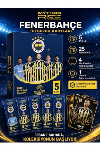 Mythos Rise Fenerbahçe Futbolcu Kartları 5'li Kutu Paketi 25 Kart Dijital İmzalı Kart Garantili