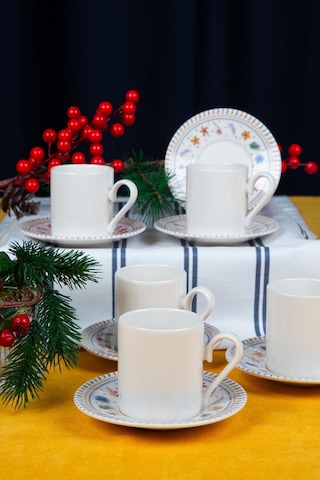 Dalya 12 Parça 6 Kişilik Porselen Kahve Fincan Takımı