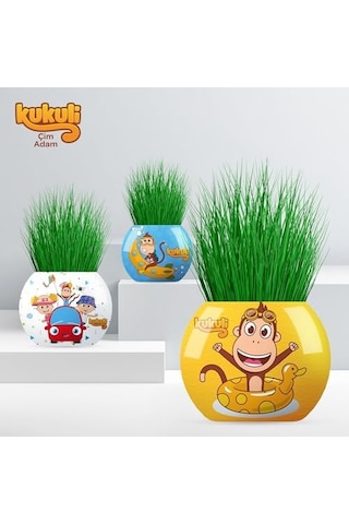 Kukuli Temalı Çim Adam 6'lı Set Çocuklar İçin Eğitici Ve Eğlenceli Bitki Yetiştirme Kiti