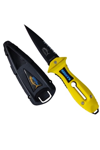 Pelajik Ranger Pro Kol Bandı Dalış Bıçağı Şiş Kakıçlı Paslanmaz Çelik Zıpkıncı Bıçağı Sarı