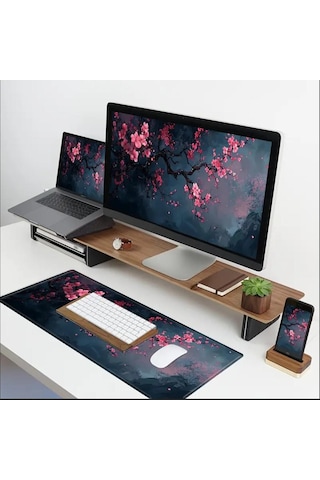 70x30 Cm Kiraz Çiçeği Temalı Kaydırmaz Taban Speed Yüzey Oyuncu Mouse Pad Gaming