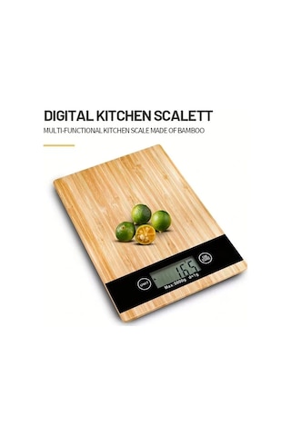 Crown Dijital Hassas Mutfak Tartısı - Terazisi-hassas Ölçüm 5kg Bambu Görünümlü Bx40 Çok Renkli