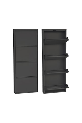 4'lü Metal Ayakkabılık - Siyah