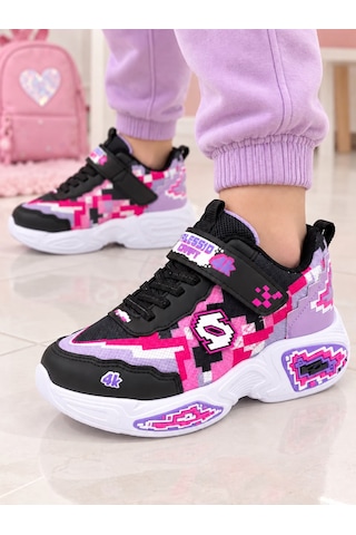 Papucumun Dünyası Çocuk Cırt Bantlı Kalın Tabanlı Piksel 3d Desenli Craft Tarzı Sneaker Pembe