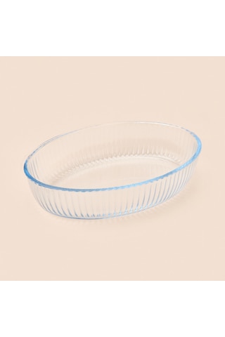 Twin Oval Cam Fırın Kabı - Şeffaf - 25x17 Cm Şeffaf