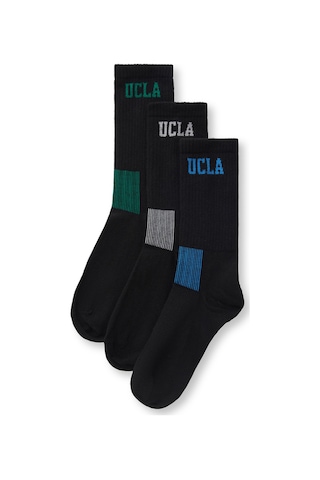 Luke 3'lü Siyah Ve Karışık Uzun Jakarlı Standard Fit Unisex Çorap Siyah