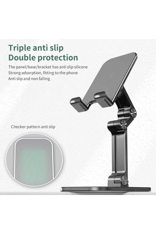 Maiyame Yeşil Plastik-alloy Masaüstü Tutucu, 7.9 İnç Telefon Ve Tablet İçin Katlanabilir, Yükseklik-açı Ayarlanabilir, Dikey-yatay Kullanıma Uygun, Silikon Koruma, Şarj Kablunu Engellemez