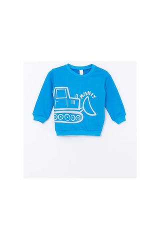 LC Waikiki Lcw Bisiklet Yaka Uzun Kollu Baskılı Erkek Bebek Sweatshirt Canlımavi