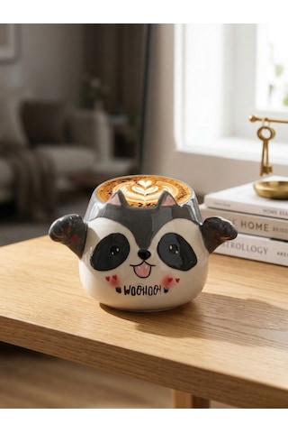 3d Hayvan Figürlü Seramik Kupa 400 Ml Gri