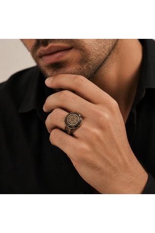 Nur Silver Gümüş Erkek Yüzük - Nur-yz83543