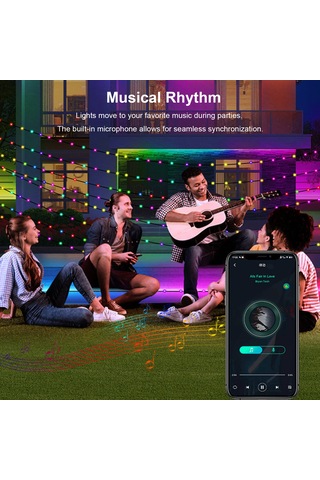 Kosona Rgb Bluetooth Akıllı Led Işık Zinciri 10m 100 Led, Usb İle Bağlanabilir, Uygulama Ve Kumanda İle Kontrol Edilebilir, Dekoratif Işıklar